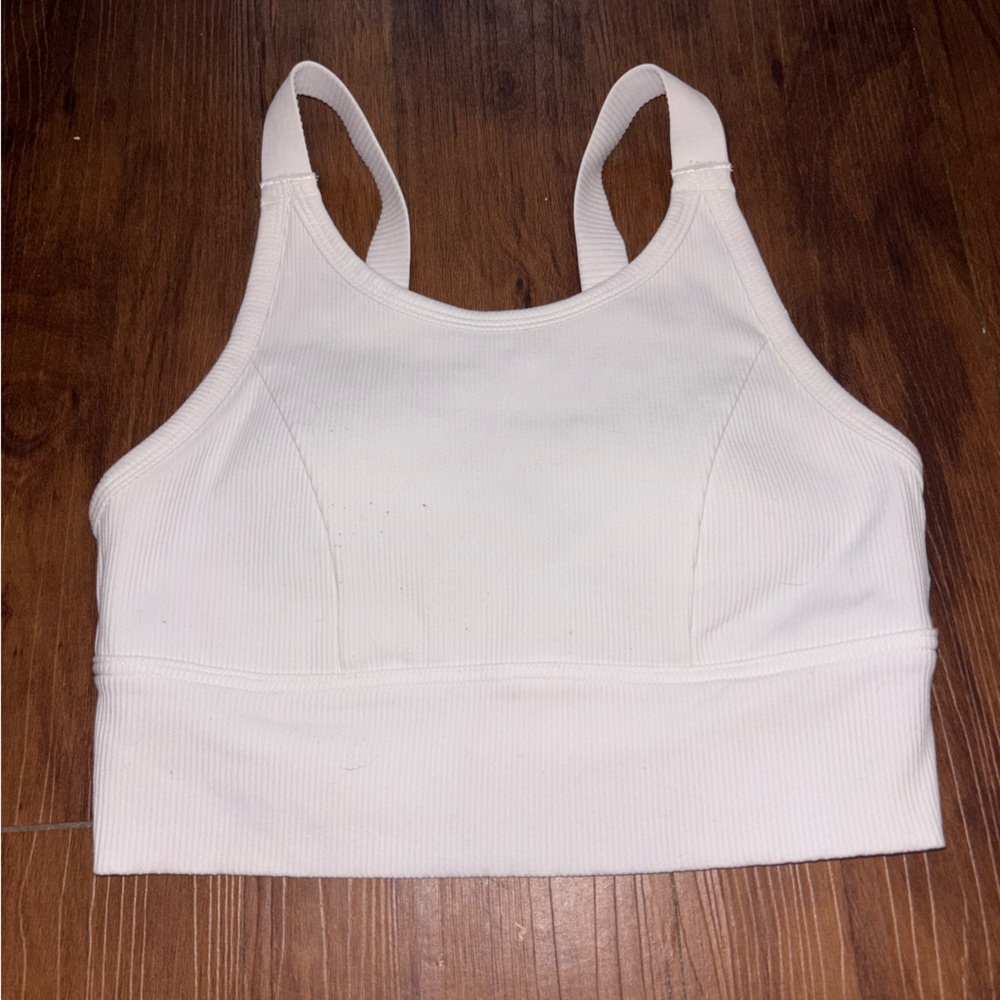 Aerie White Ribbed sports bra